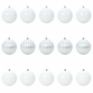 vidaXL Joulupallon Setti XL 15 kpl valkoinen &Oslash; 10 cm Muovi