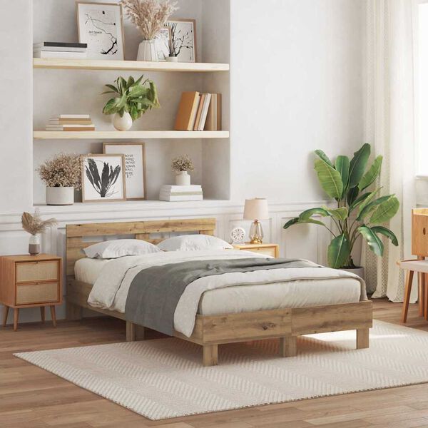vidaXL Sängyn runko päätyllä artesaani tammi 120 x 200 cm Tekninen puu