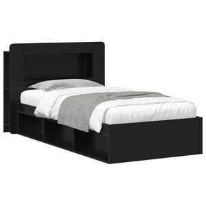 vidaXL S&auml;nkykehys varastolla Musta 2FT6 Small Single Tekninen puu
