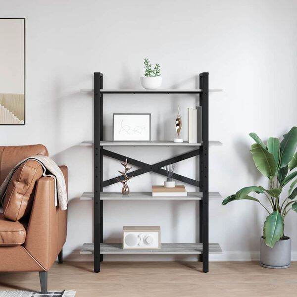 vidaXL Kirjahylly Harmaa Sonoma 100 x 33,5 x 140 cm Tekninen puu