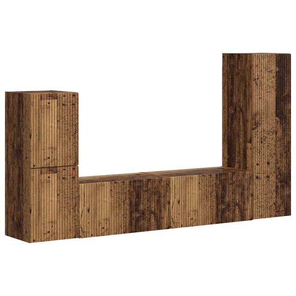 vidaXL TV-tasosetti Sein&auml;kiinnitett&auml;v&auml; 4 pcs Vanha puu Tekninen puu