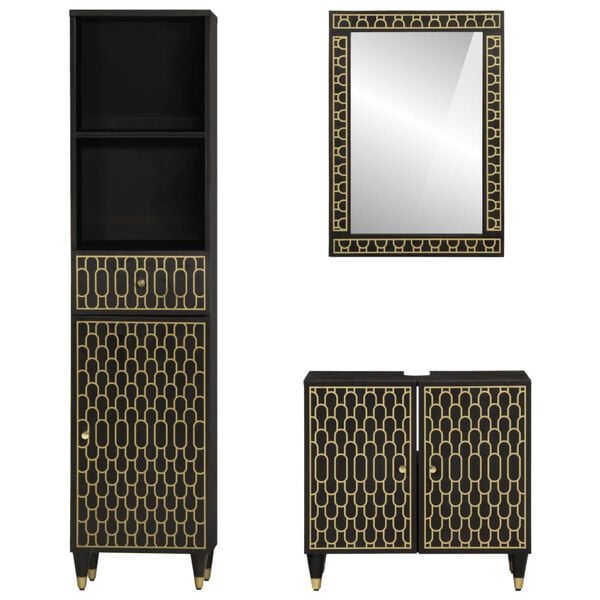 vidaXL 3-osainen Kylpyhuoneen kalustesarja täysi mangopuu