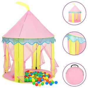 vidaXL Lasten leikkiteltta 250 pallolla pinkki 100x100x127 cm