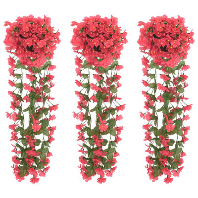 vidaXL Tekokukkaseppeleet 3 kpl ruusu 85 cm
