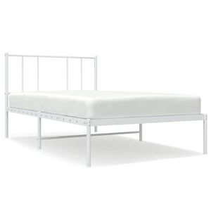 vidaXL Metallis&auml;ngynrunko ilman patjaa p&auml;&auml;tylevy valkoinen 75x190 cm