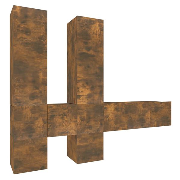 vidaXL 7-osainen TV-kaappisarja savutammi tekninen puu