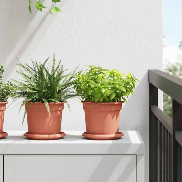 vidaXL Py&ouml;re&auml; kukkatarjotin 24 pcs Tiilenpunainen &Oslash; 14 x 2 cm Muovi