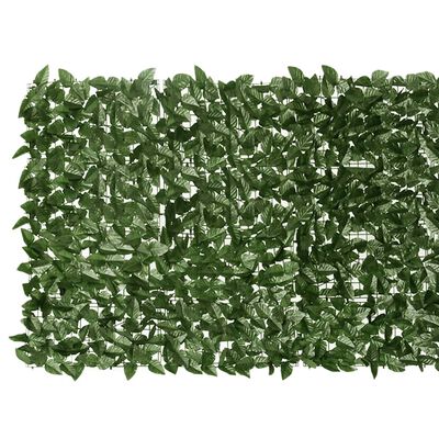 vidaXL Parvekkeen suoja tummanvihreillä lehdillä 600x100 cm
