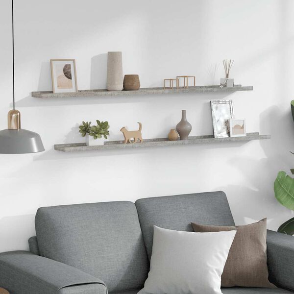 vidaXL Sein&auml;hyllyt 2 kpl betoninharmaa 115x9x3 cm