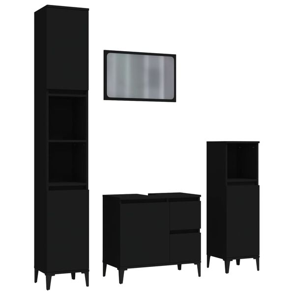 vidaXL 4-osainen Kylpyhuonekalustesarja musta tekninen puu