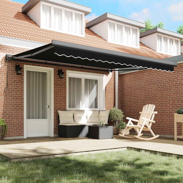vidaXL Aurinkovarjo Musta 400 &times; 300 cm Polyesteri ja alumiini