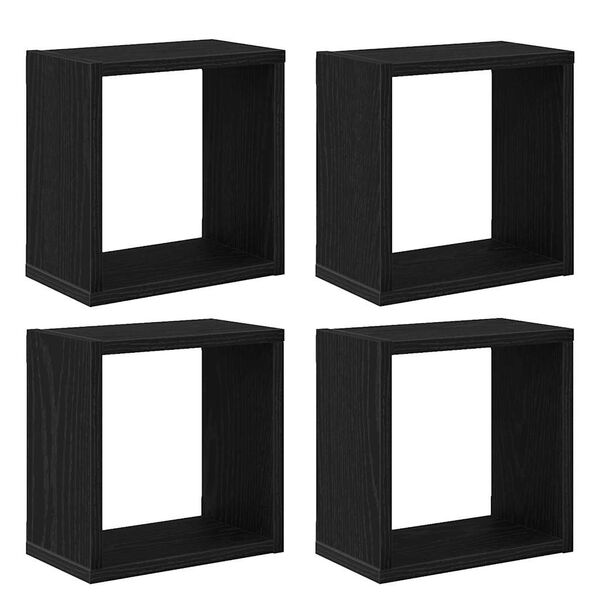 vidaXL Sein&auml;hyllyt hyllyll&auml; s&auml;ilytystilassa Musta tammi. Tekninen puu