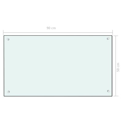 vidaXL Keittiön roiskesuoja valkoinen 90x50 cm karkaistu lasi