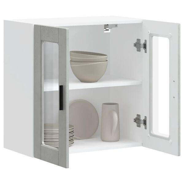 vidaXL Keitti&ouml;n sein&auml;kaappi lasiovella Porto betoniharmaa