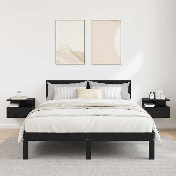 vidaXL Kelluva y&ouml;p&ouml;yt&auml; 2 pcs Musta tammi. 40 x 31 x 27 cm Tekninen puu