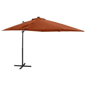 vidaXL Aurinkovarjo cantilever tolpalla ja LEDit 250 cm terrakotta