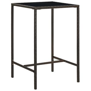 vidaXL Puutarhan baarip&ouml;yt&auml; ruskea 70x70x110 cm polyrottinki ja lasi