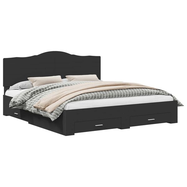 vidaXL S&auml;ngyn runko p&auml;&auml;tyll&auml; Musta 200 x 200 cm Tekninen puu