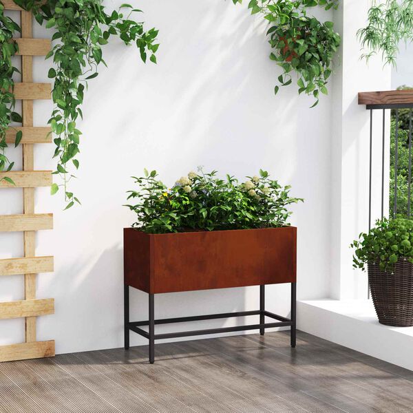 vidaXL Kohotettu puutarhakasvi Ruosteinen 60 x 26 x 45 cm