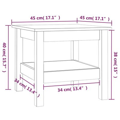 vidaXL Sohvapöytä hunajanruskea 45x45x40 cm täysi mänty