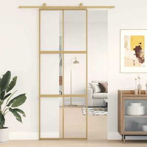 vidaXL Liukuovi kulta 76x205 cm kirkas ESG-lasi ja alumiini