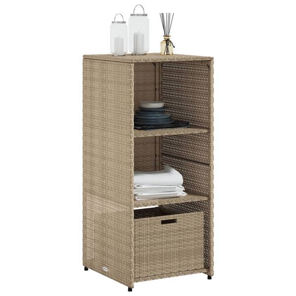 vidaXL Puutarhan s&auml;ilytyskaappi beige 50x55x115 cm polyrottinki