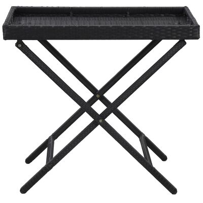 vidaXL Kokoontaittuva pöytä musta 80x45x75 cm polyrottinki