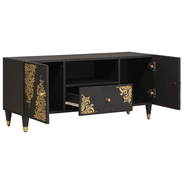 vidaXL TV-kaappi hyllyllä Musta 105 x 33 x 46 cm Kiinteä mango puu