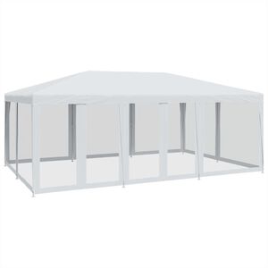 vidaXL Juhlateltta 10 mesh-sivuseinill&auml; Valkoinen 6x4 m HDPE
