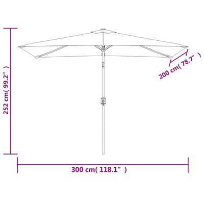 vidaXL Aurinkovarjo metallirunko 300x200 cm harmaanruskea