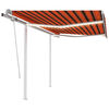 vidaXL Manuaalisesti kelattava markiisi LED-valot 3x2,5m oranssiruskea