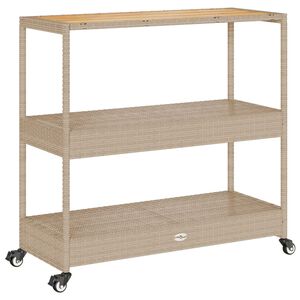 vidaXL Baarivaunu 3 tasoa beige polyrottinki ja t&auml;ysi akasiapuu