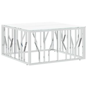 vidaXL Sohvap&ouml;yt&auml; hopea 80x80x40 cm ruostumaton ter&auml;s ja lasi