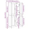 vidaXL Korkea kaappi Vanha Puu 69,5 x 34 x 180 cm Tekninen puu