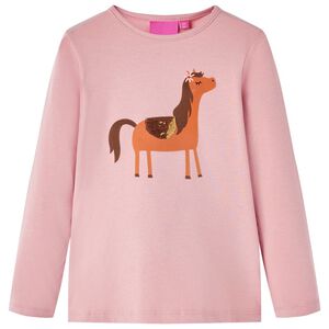 vidaXL Lasten pitk&auml;hihainen T-paita vaalea pinkki 104
