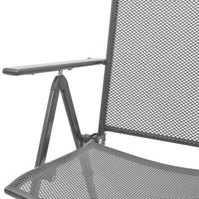 vidaXL 3-osainen Bistrokalustesarja taittuvat tuolit teräs antrasiitti