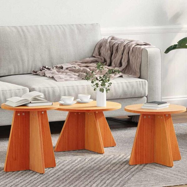 vidaXL Sohvapöytä 3 pcs Vaha ruskea