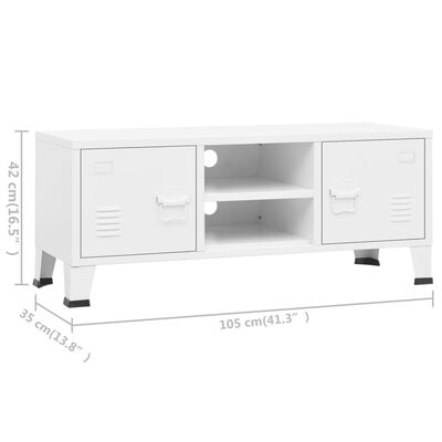 vidaXL Teollinen TV-taso valkoinen 105x35x42 cm metalli