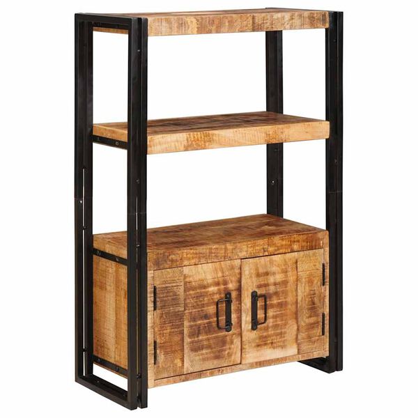 vidaXL Kirjahylly ovilla Ruskea Kovaa karkea mangopuu ja metallia