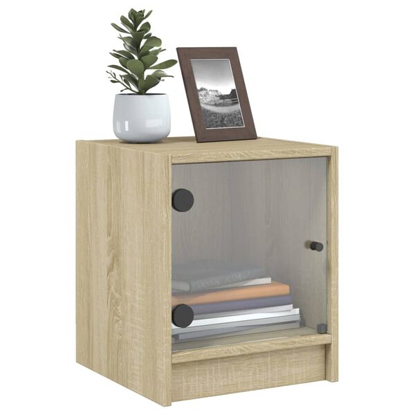 vidaXL Y&ouml;p&ouml;yd&auml;t lasiovilla 2 kpl Sonoma-tammi 35x37x42 cm