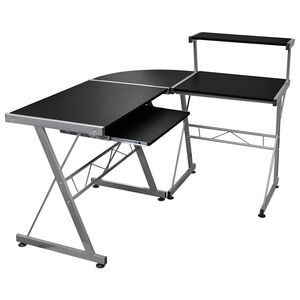 vidaXL Kulmatietokonep&ouml;yt&auml; musta 132x112x99 cm tekninen puu