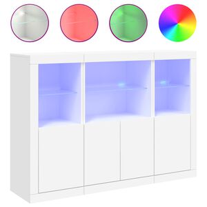 vidaXL Senkki LED-valoilla 3 kpl valkoinen tekninen puu