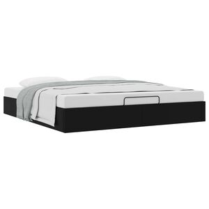 vidaXL Ottoman S&auml;ngyn Runko Musta King size Keinonahka