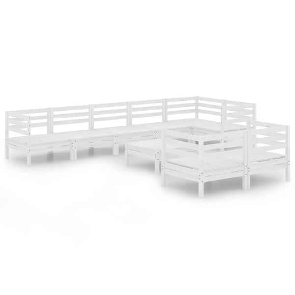 vidaXL 9-osainen Puutarhasohvasarja valkoinen t&auml;ysi m&auml;nty