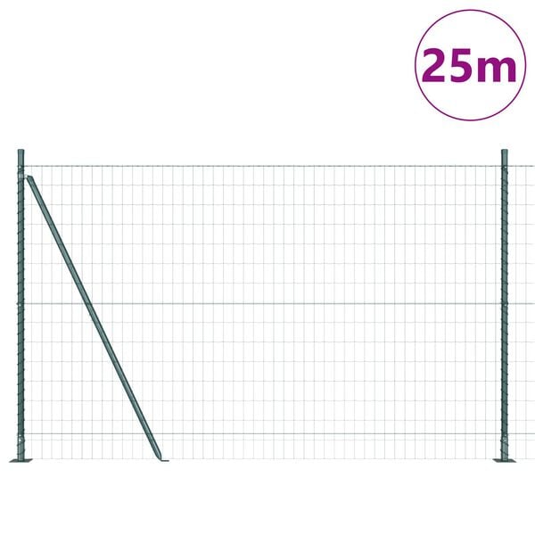 vidaXL Aita ja Tuki Vihre&auml; 1,2 x 25 m Ter&auml;s ja PVC