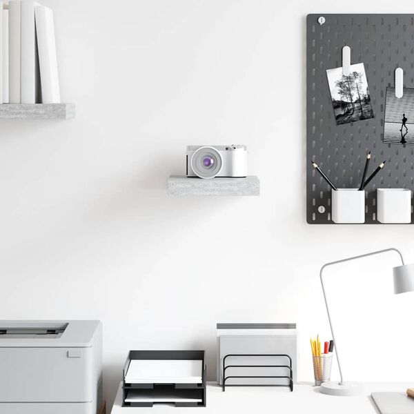 vidaXL Kelluva sein&auml;hylly betoninharmaa 23x23,5x3,8 cm MDF