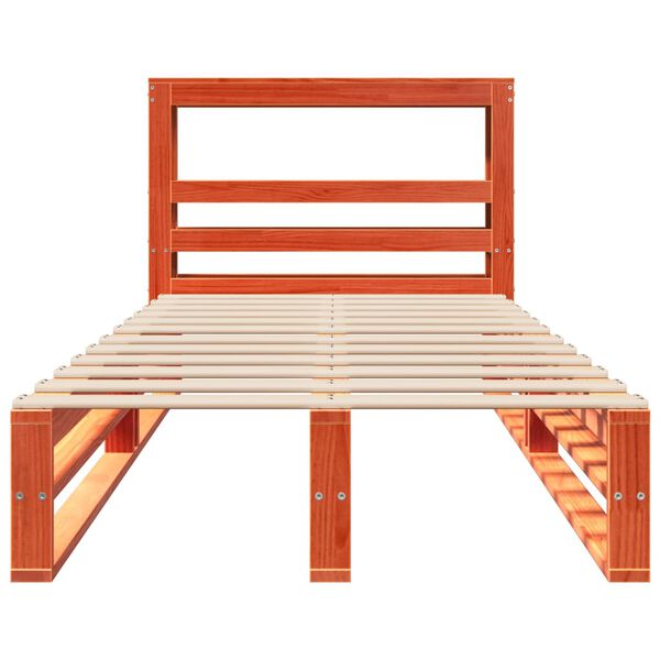 vidaXL Sängynrunko ilman patjaa vahanruskea 90x190 cm täysi mänty