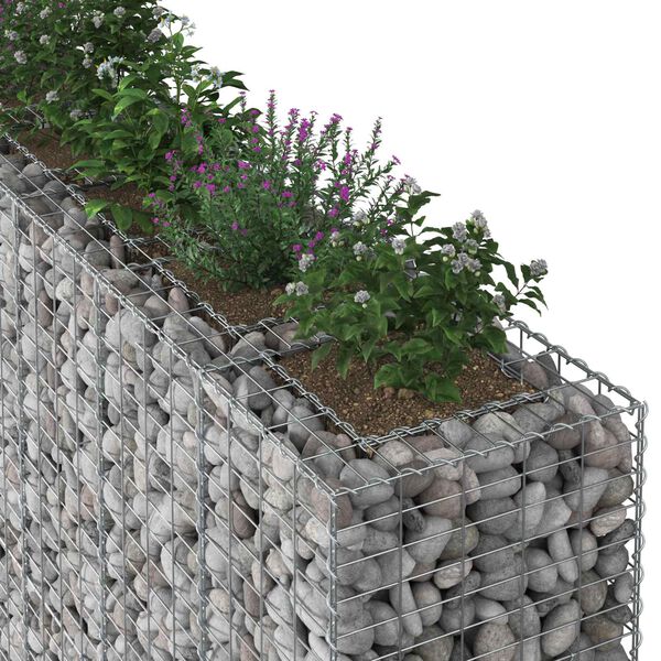 vidaXL Gabion Kohotettu Peti 3 pcs Hopea 250 x 50 x 150 cm
