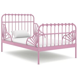 vidaXL Jatkettava s&auml;ngynrunko pinkki metalli 80x130/200 cm
