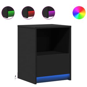 vidaXL Y&ouml;p&ouml;yt&auml; LED-valoilla 2 kpl musta tekninen puu